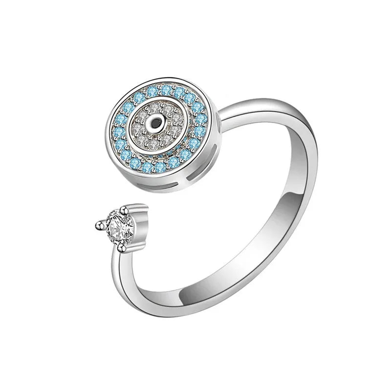 Sunflower Fidget Spinner Ring – Adjustable Crystal Flower Ring