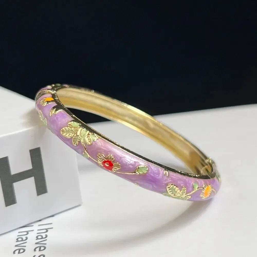 Enamel Peony Bangle — A Blooming Little Treasure
