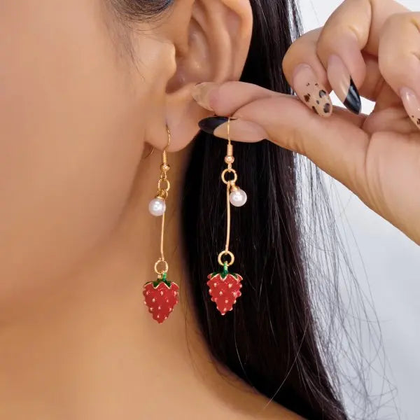 Strawberry Ribbon Bowknot Drop Earrings – Sweet Little Bows We Adore