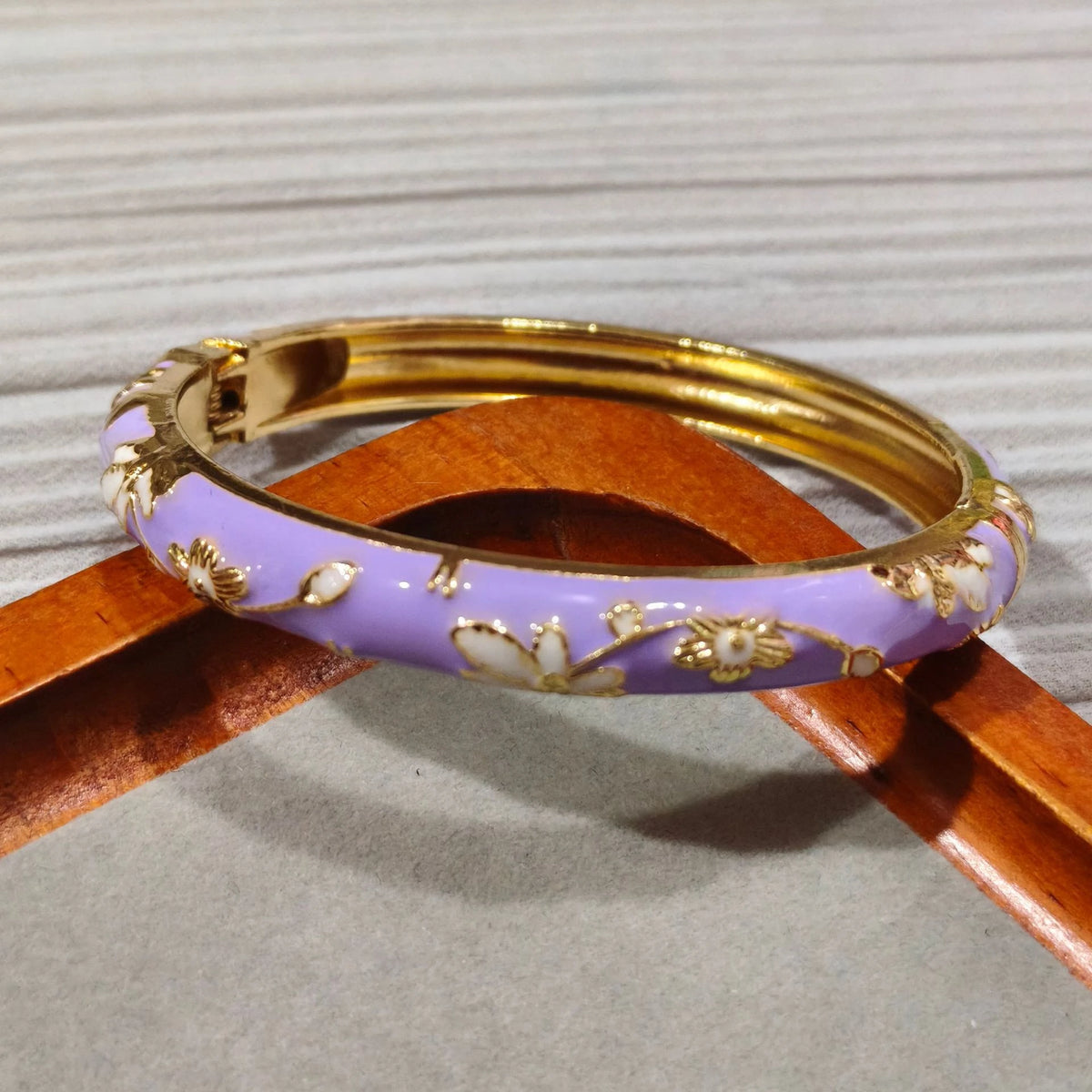 Enamel Peony Bangle — A Blooming Little Treasure