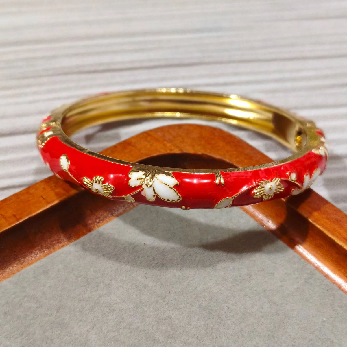 Enamel Peony Bangle — A Blooming Little Treasure