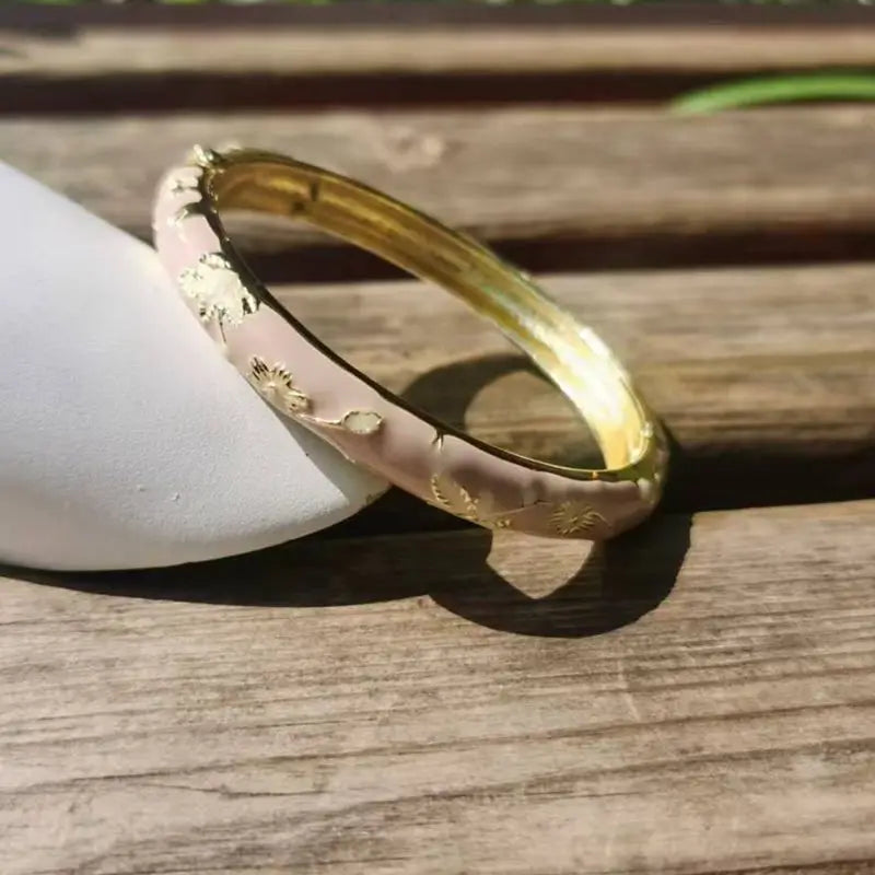 Enamel Peony Bangle — A Blooming Little Treasure