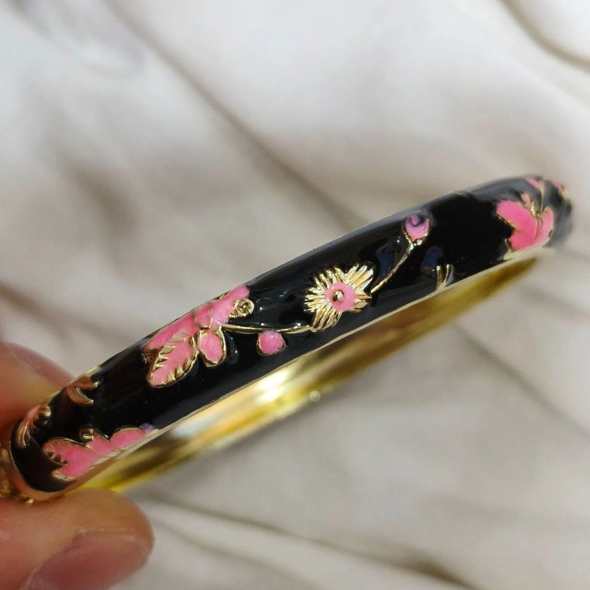 Enamel Peony Bangle — A Blooming Little Treasure