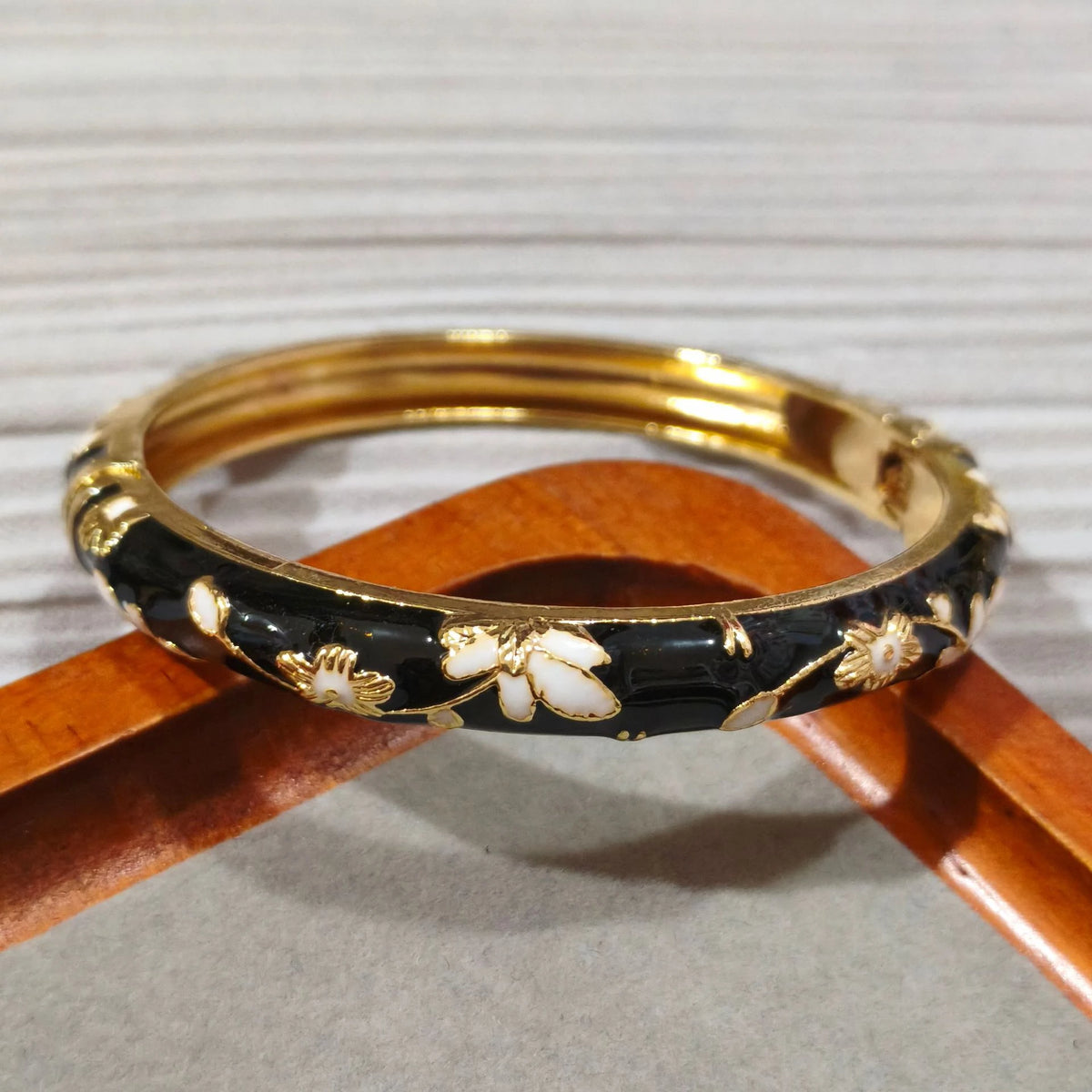 Enamel Peony Bangle — A Blooming Little Treasure