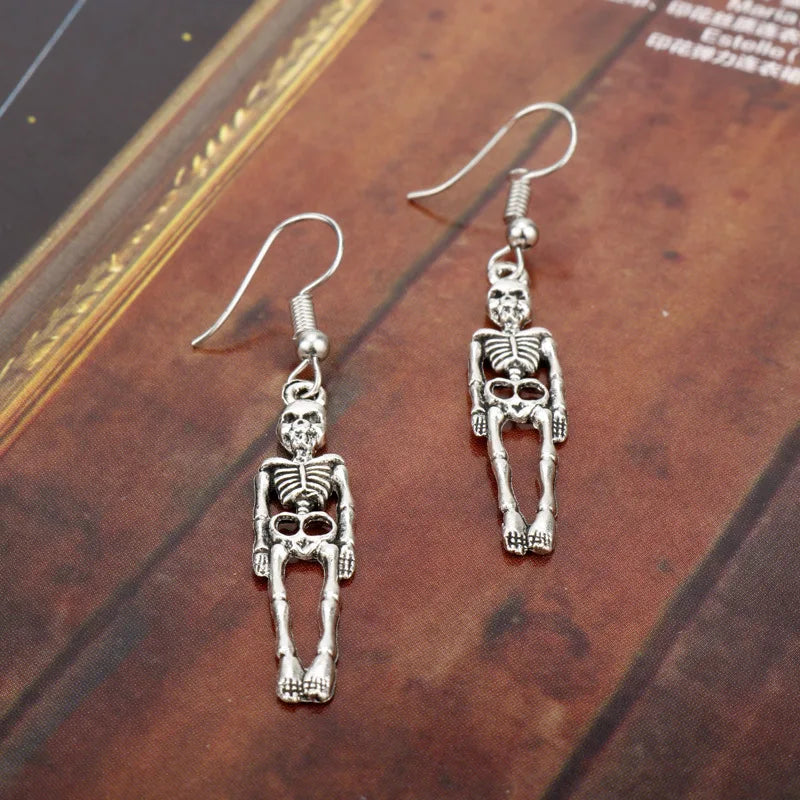 Halloween Skull Skeleton Dangle Earrings – Spooky-Cute Little Dangles for Your Haunted Heart