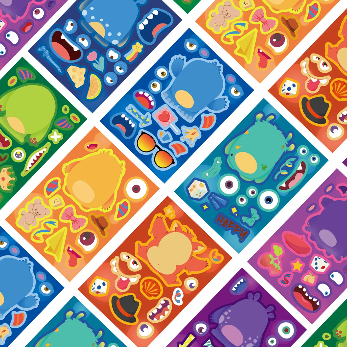 Make-a-Face Monster Puzzle Stickers, 8-Pack — Silly Decal Treasures