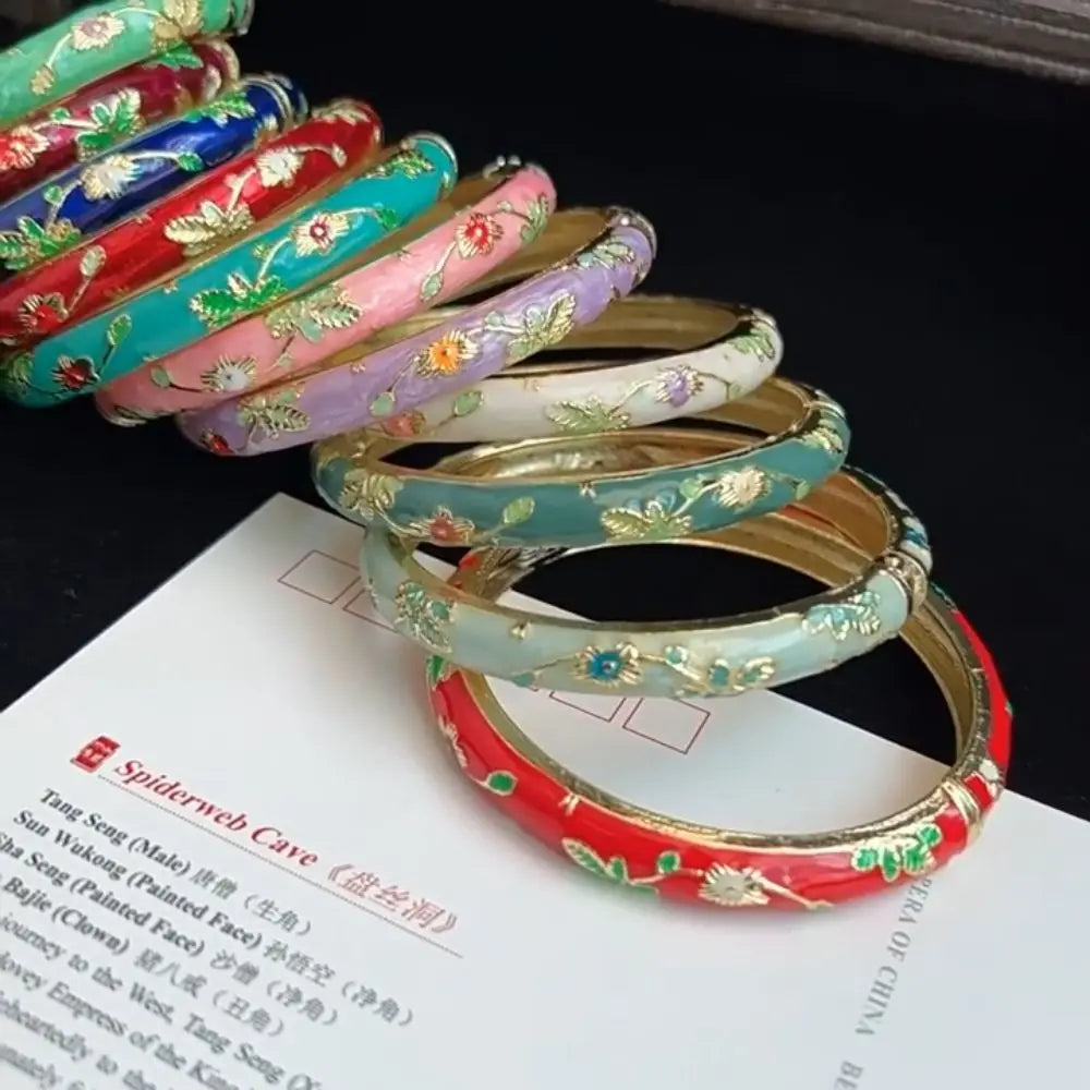 Enamel Peony Bangle — A Blooming Little Treasure
