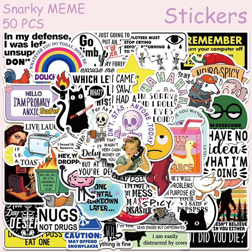 Snarky Meme Stickers, 50-Pack — A Sassy Little Treasure