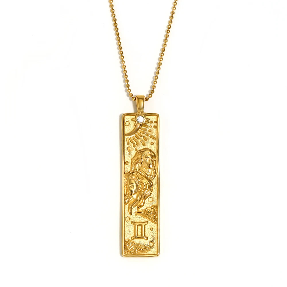 Written in the Stars – Gemini Constellation Pendant Necklace (Silver Tone)
