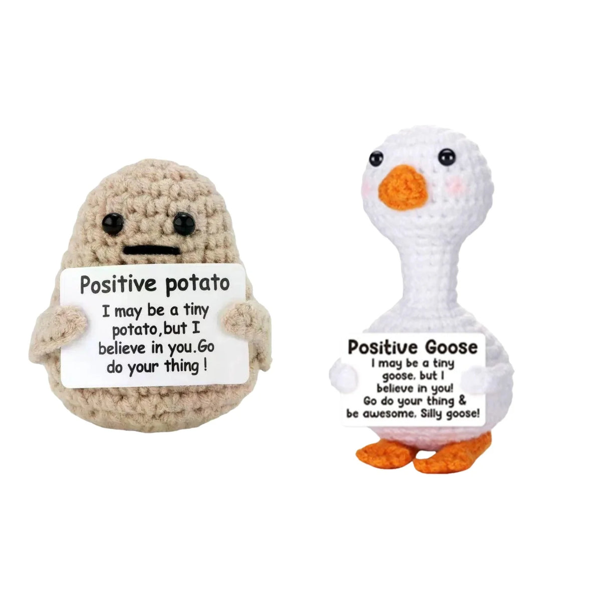 Positive Potato Plush – Tiny Knit Buddy with Affirmation Card