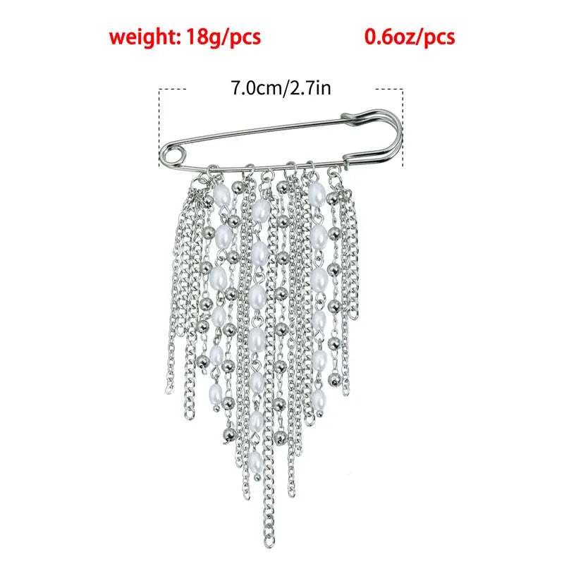 Silver-Tone Heart Tassel Brooch with Pearl & Star — A Sweet Little Treasure