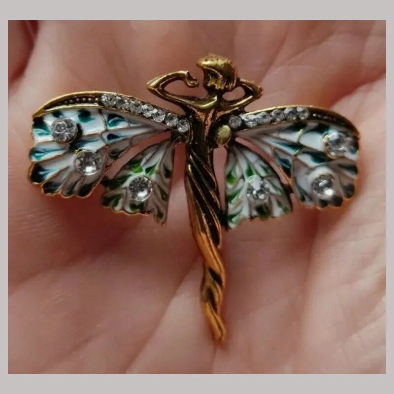 Art Nouveau Fairy Nymph Brooch & Shawl Pin — A Dreamy Little Treasure