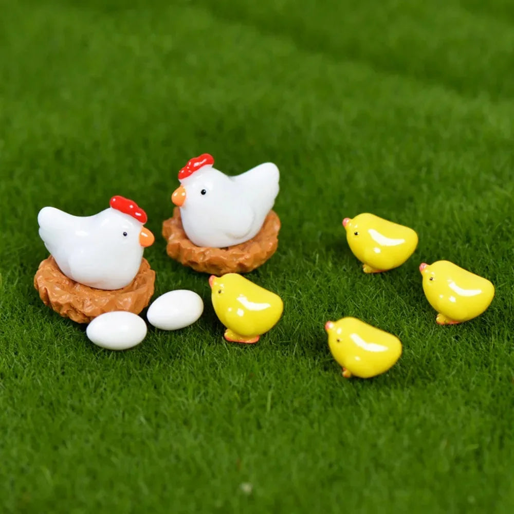 Chicken, Chick & Egg Nest Miniatures, 12-Pack — Kawaii Garden Treasures
