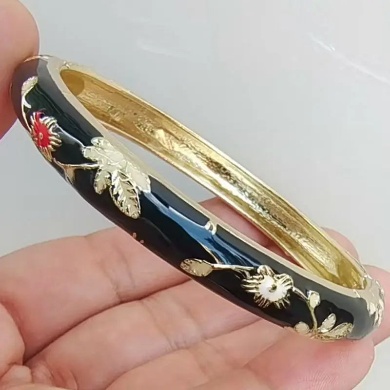 Enamel Peony Bangle — A Blooming Little Treasure