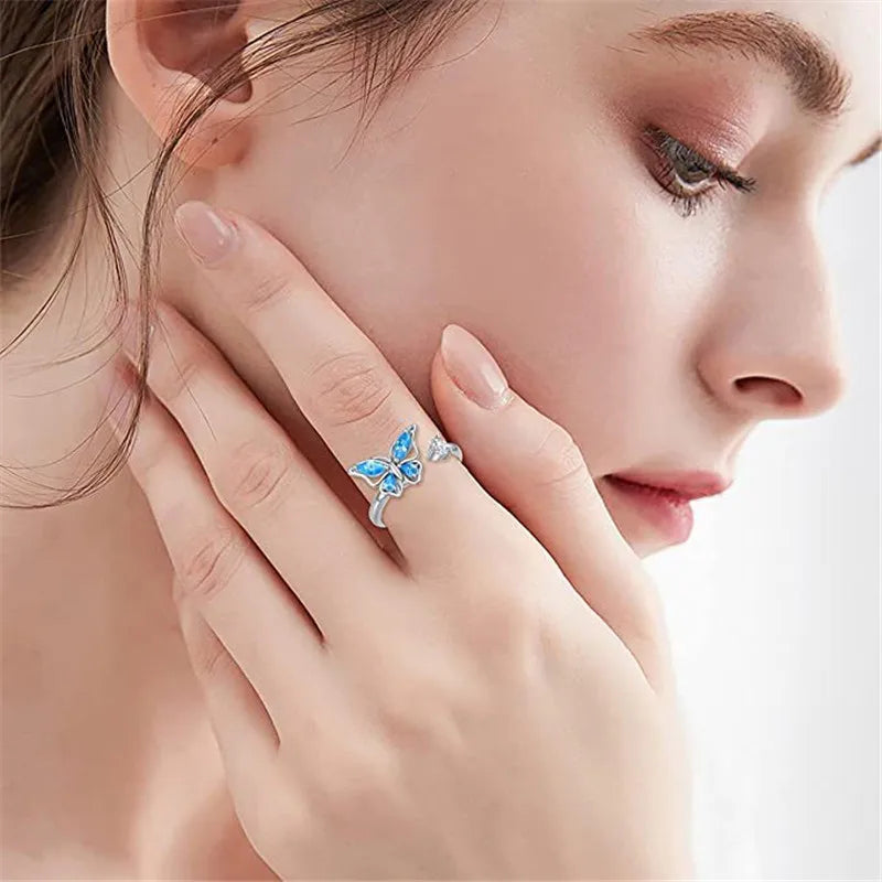 Sunflower Fidget Spinner Ring – Adjustable Crystal Flower Ring