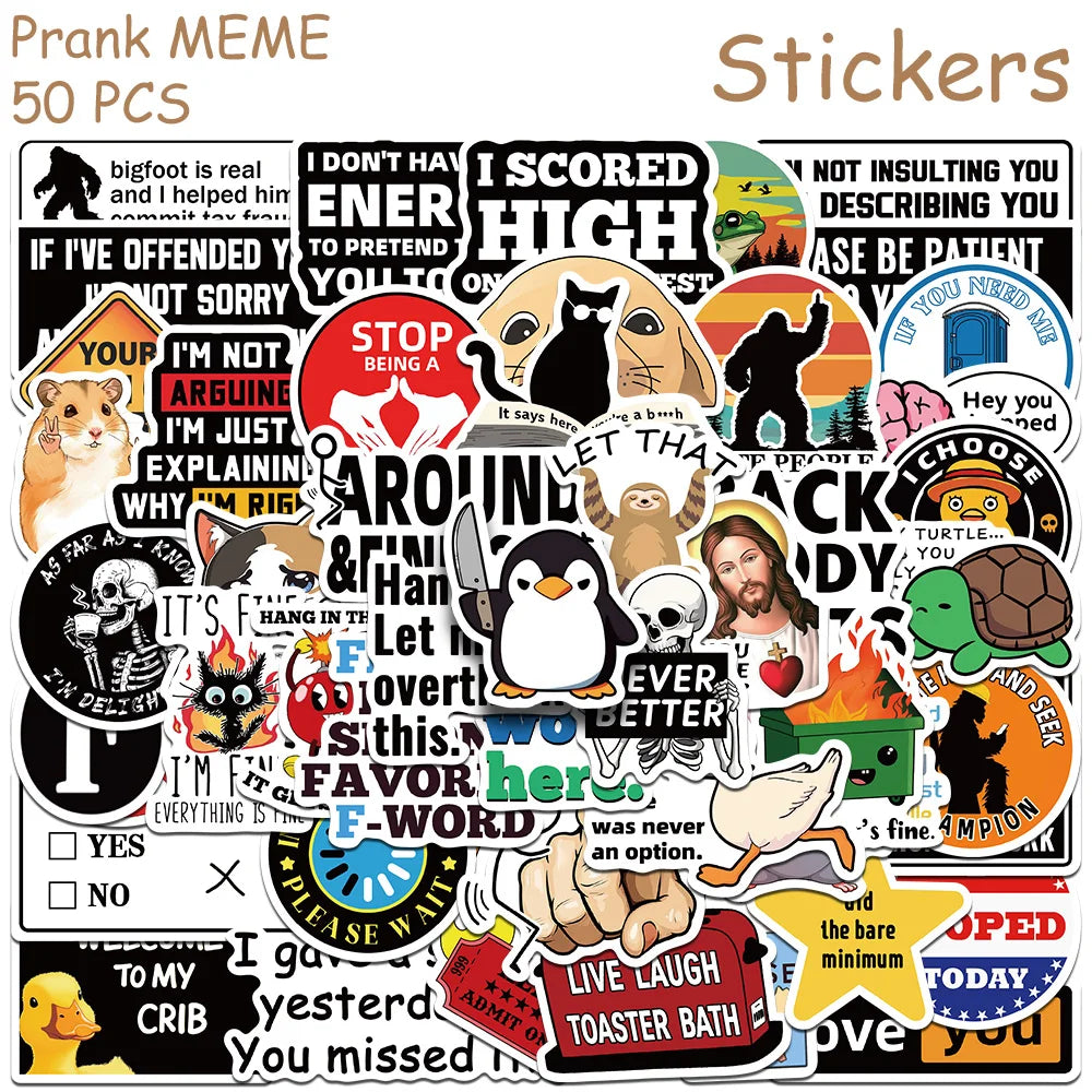 Snarky Meme Stickers, 50-Pack — A Sassy Little Treasure