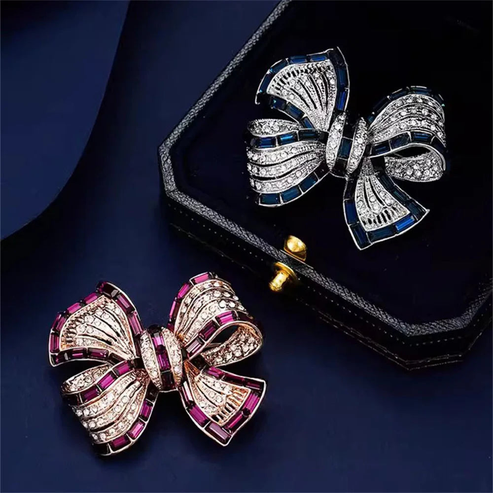 Crystal Blue Bowknot Brooch — A Vintage-Style Little Treasure