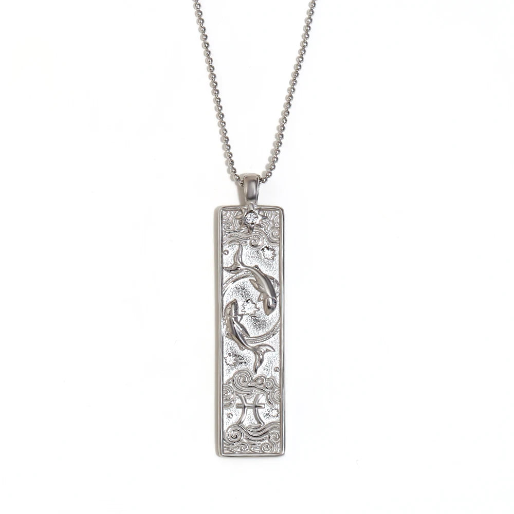 Written in the Stars – Gemini Constellation Pendant Necklace (Silver Tone)