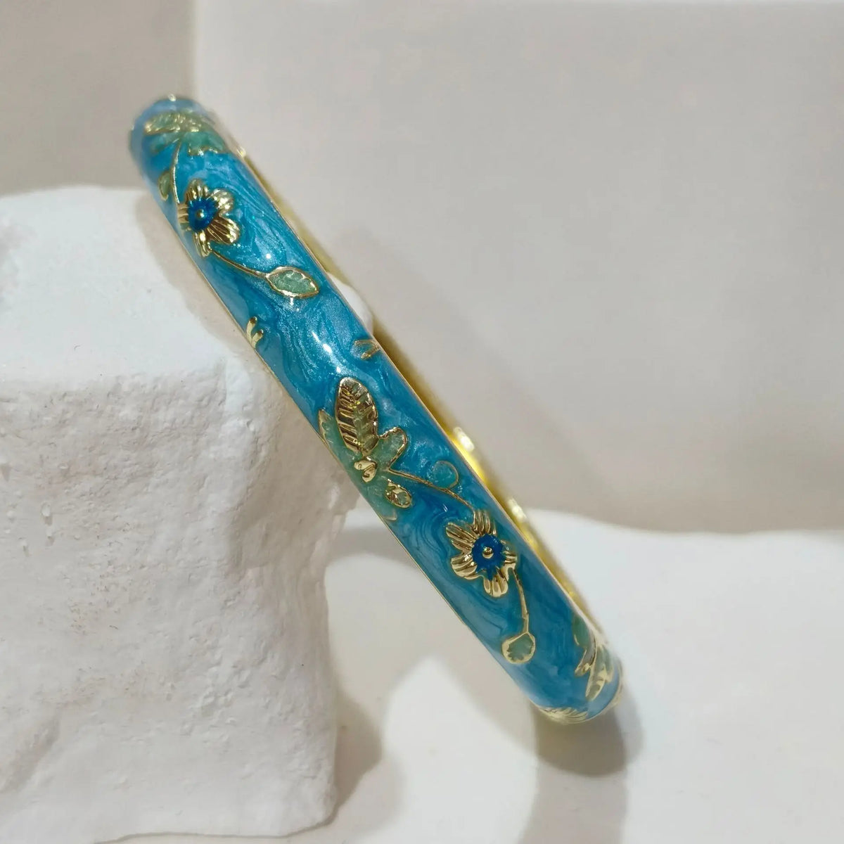 Enamel Peony Bangle — A Blooming Little Treasure