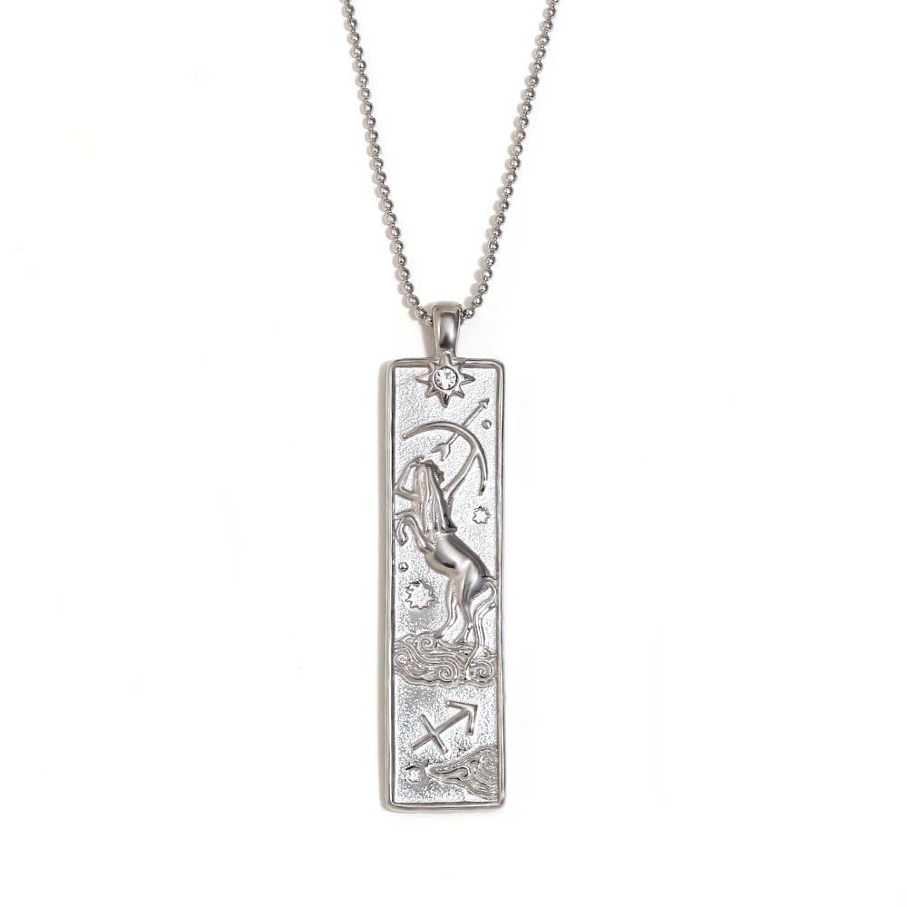 Written in the Stars – Gemini Constellation Pendant Necklace (Silver Tone)