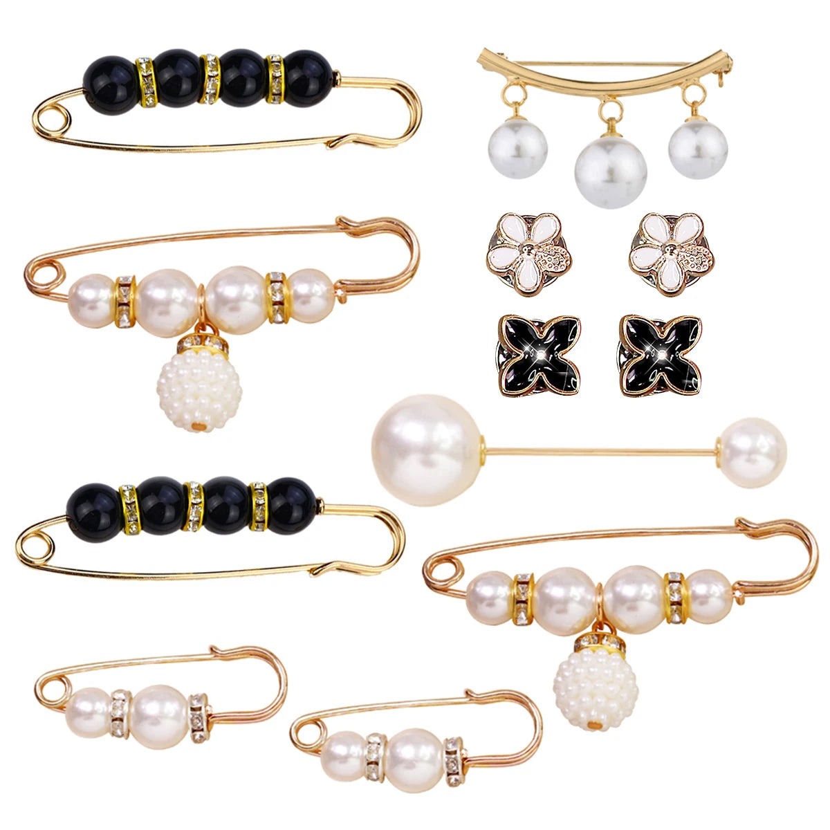 Pearl Waist-Cinching Pins, 12 Pack – No-Sew Clothing Clips