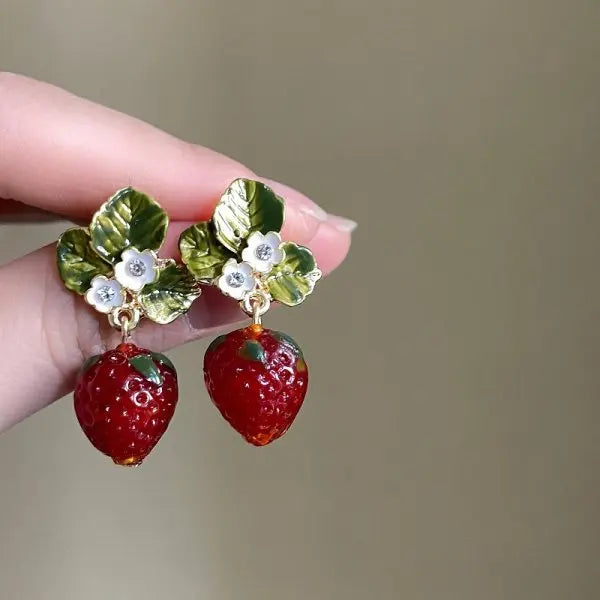 Strawberry Ribbon Bowknot Drop Earrings – Sweet Little Bows We Adore