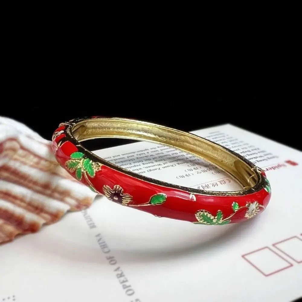 Enamel Peony Bangle — A Blooming Little Treasure