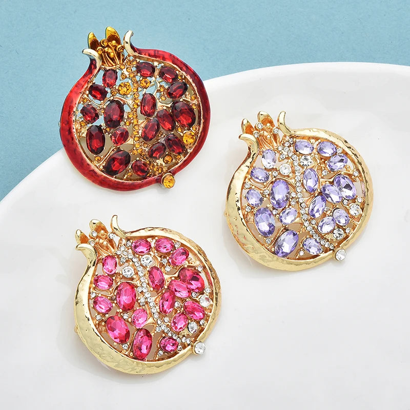 Red Crystal Pomegranate Brooch – A Sweet Little Sparkler Pin