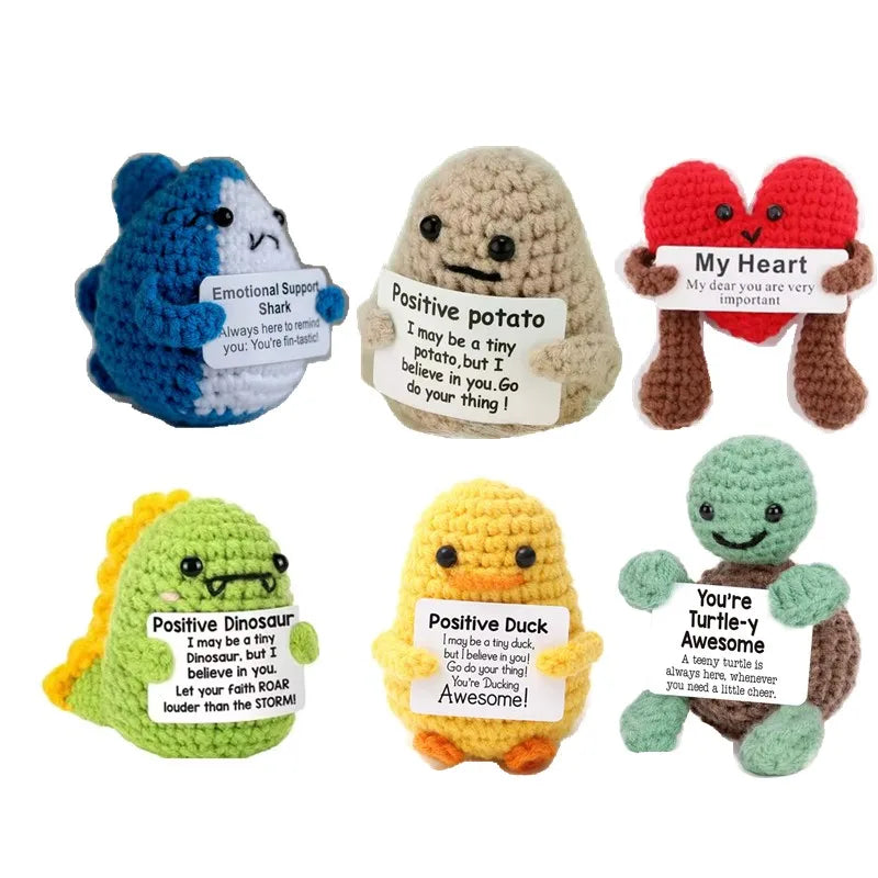 Positive Potato Plush – Tiny Knit Buddy with Affirmation Card