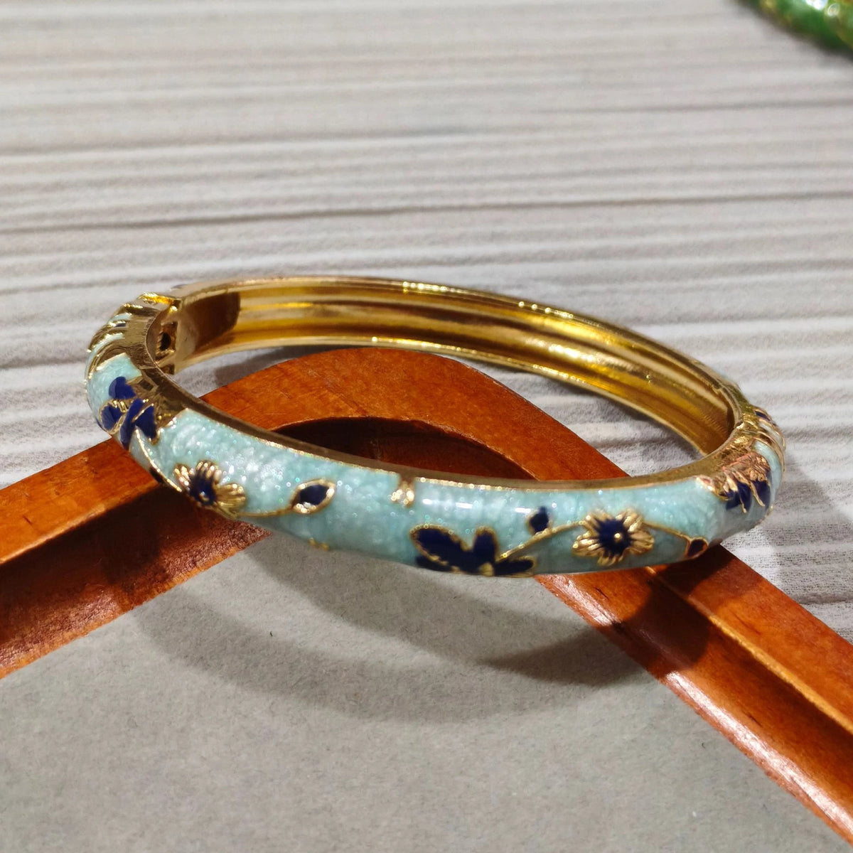 Enamel Peony Bangle — A Blooming Little Treasure