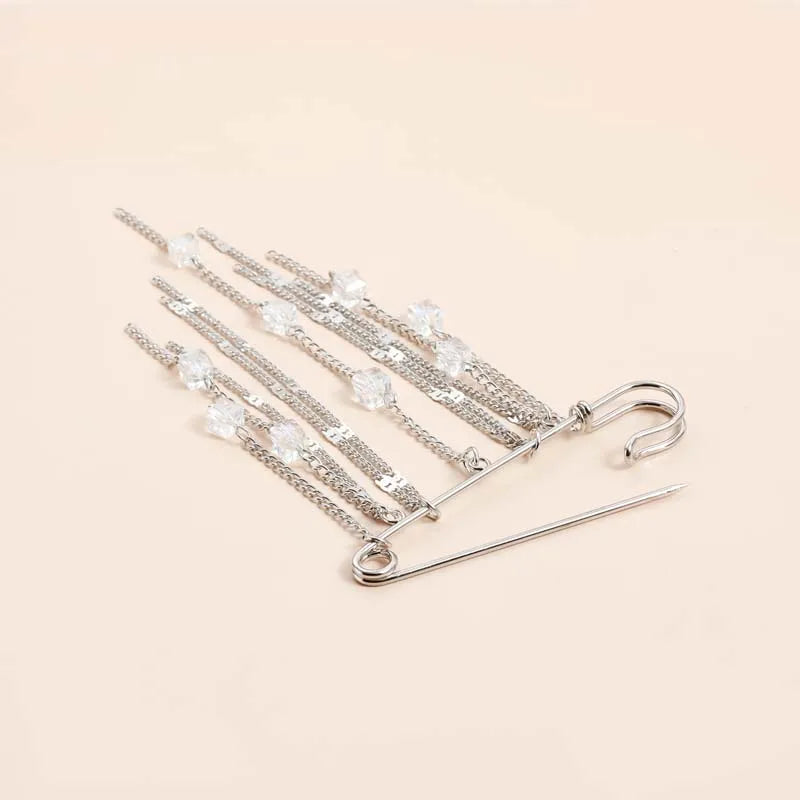 Silver-Tone Heart Tassel Brooch with Pearl & Star — A Sweet Little Treasure