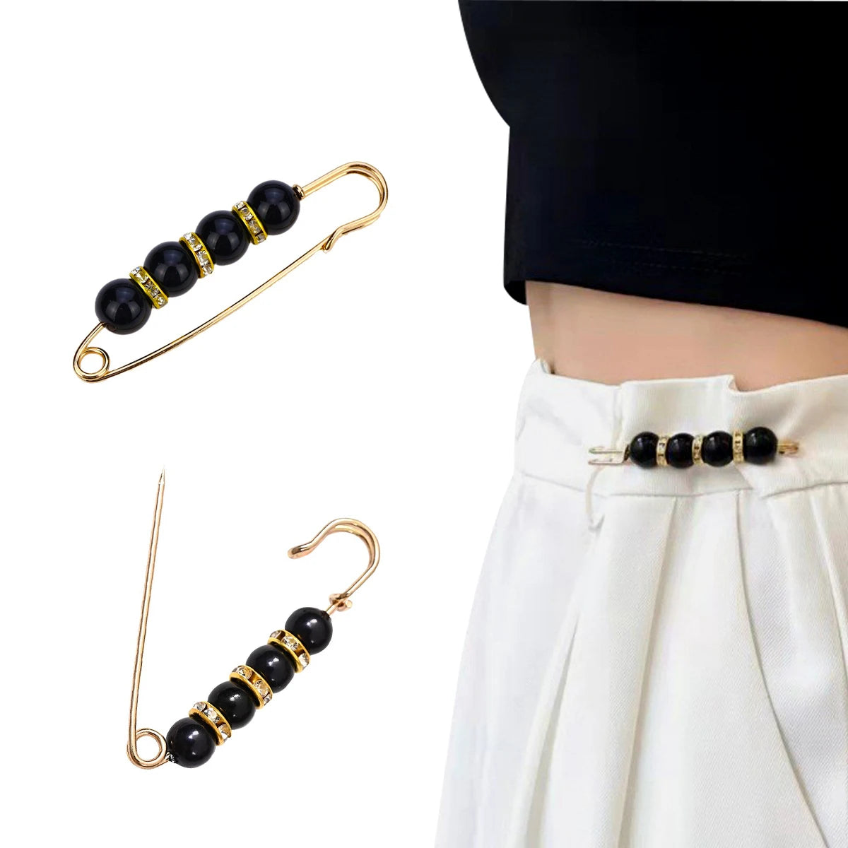 Pearl Waist-Cinching Pins, 12 Pack – No-Sew Clothing Clips