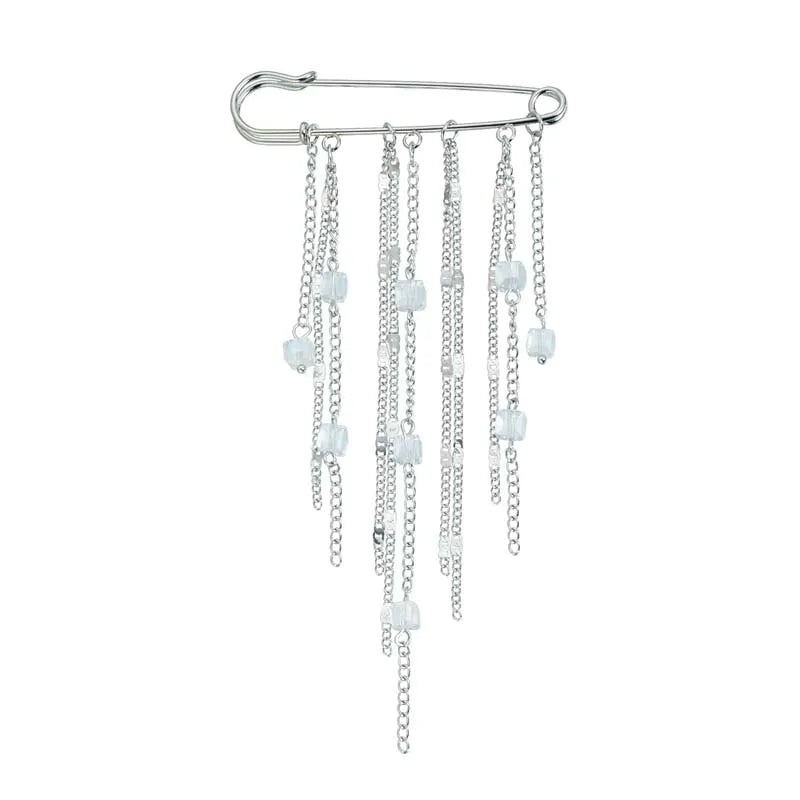 Silver-Tone Heart Tassel Brooch with Pearl & Star — A Sweet Little Treasure