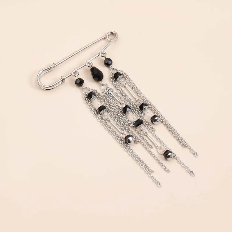 Silver-Tone Heart Tassel Brooch with Pearl & Star — A Sweet Little Treasure