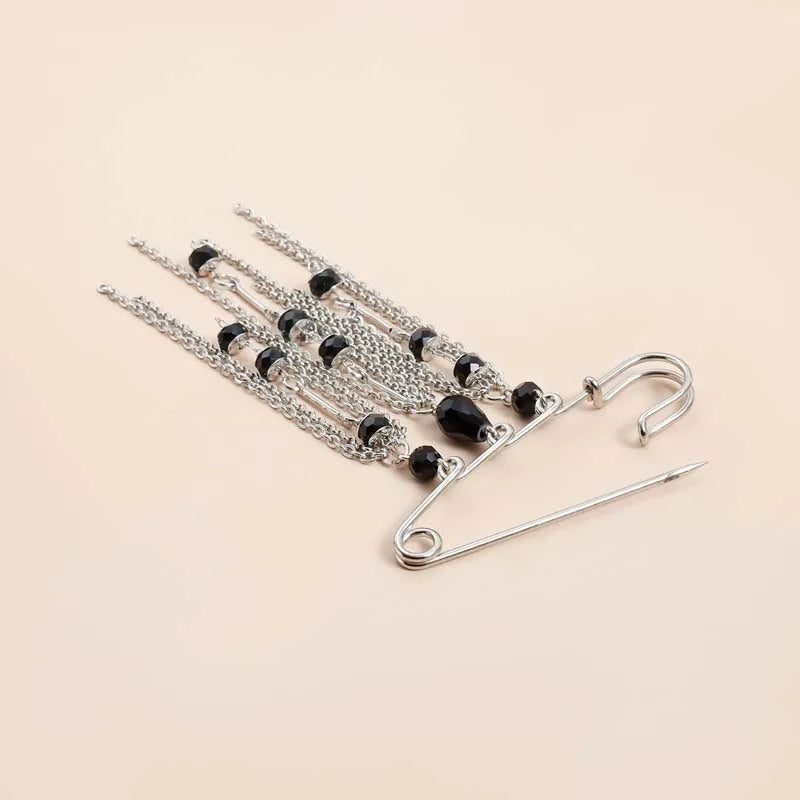 Silver-Tone Heart Tassel Brooch with Pearl & Star — A Sweet Little Treasure