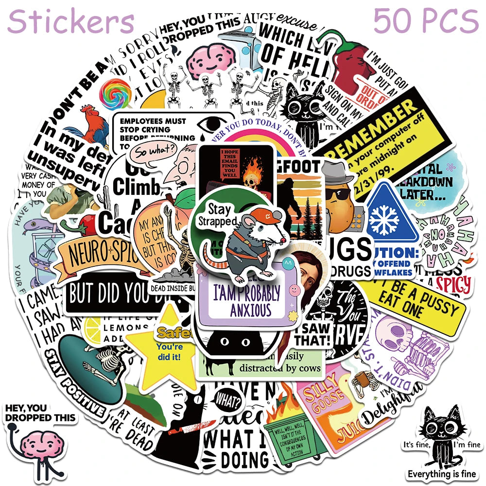Snarky Meme Stickers, 50-Pack — A Sassy Little Treasure