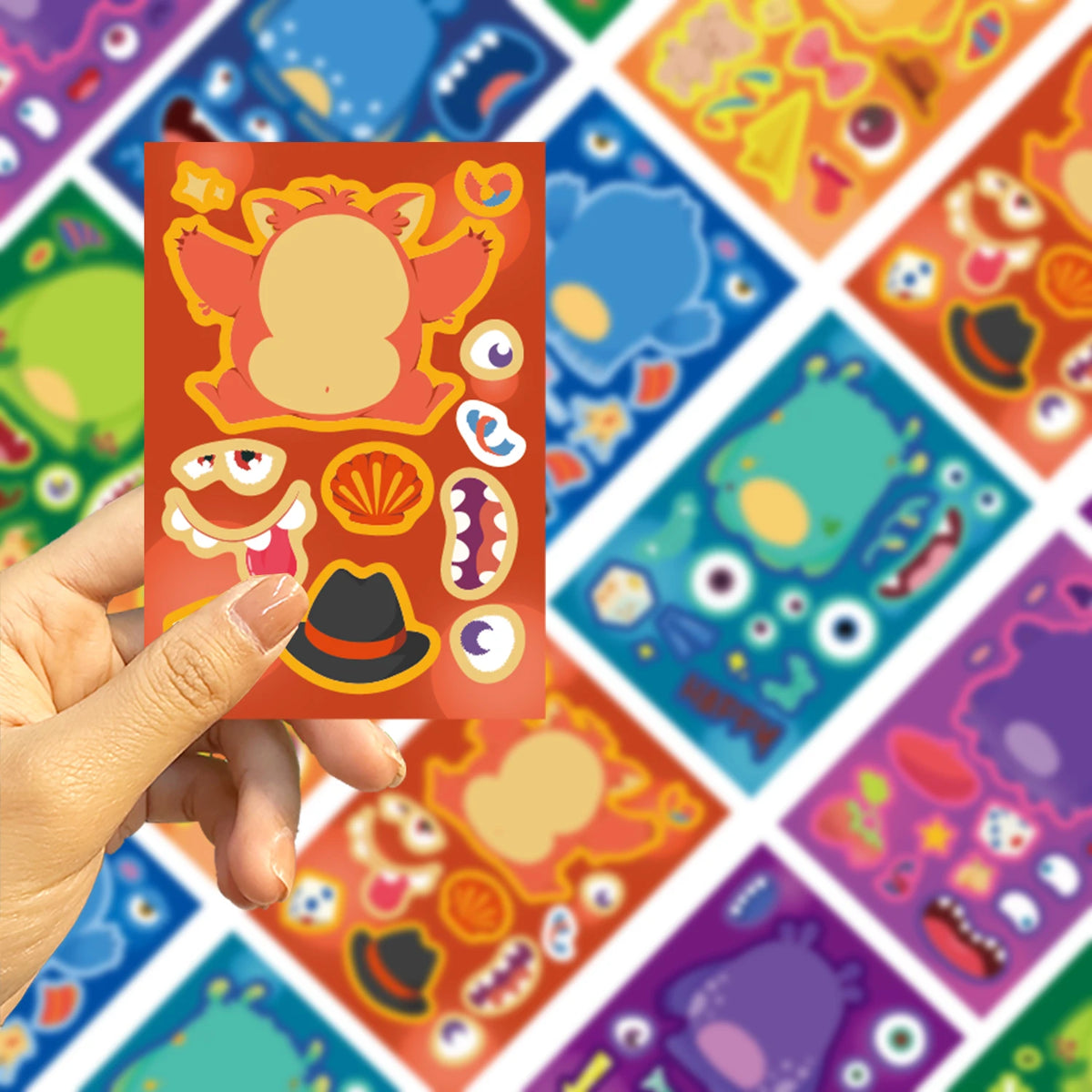 Make-a-Face Monster Puzzle Stickers, 8-Pack — Silly Decal Treasures