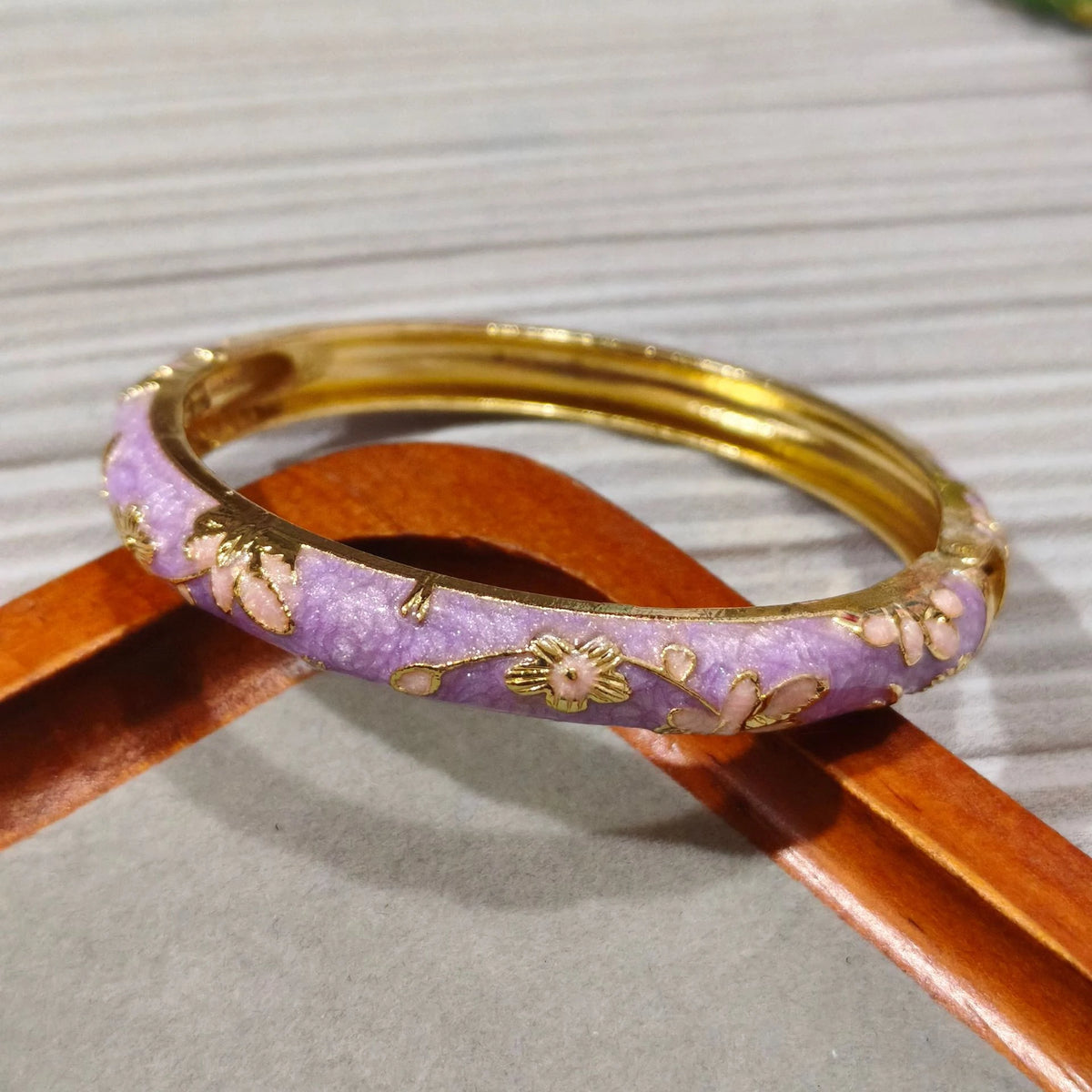Enamel Peony Bangle — A Blooming Little Treasure