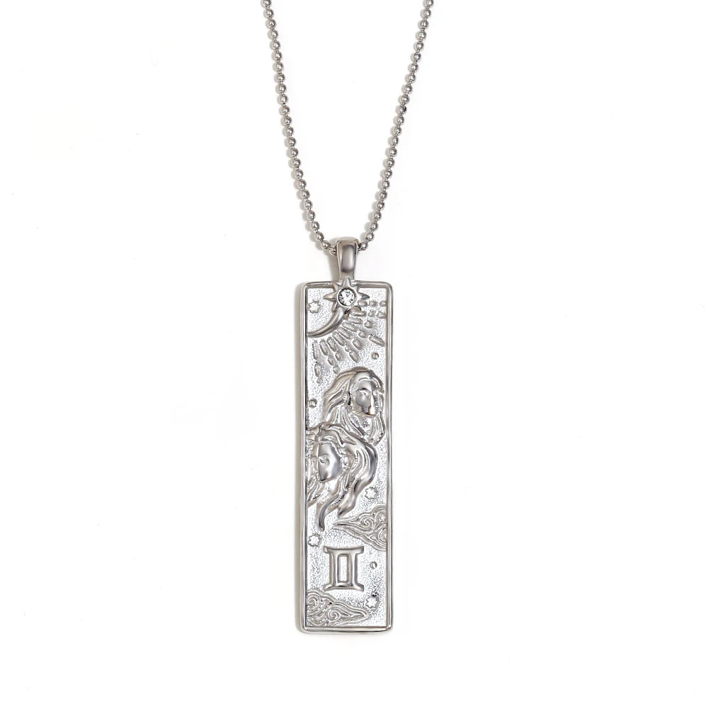 Written in the Stars – Gemini Constellation Pendant Necklace (Silver Tone)