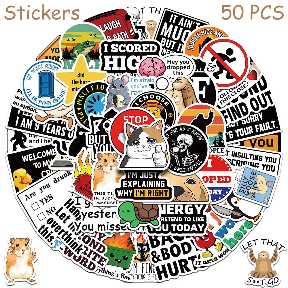 Snarky Meme Stickers, 50-Pack — A Sassy Little Treasure