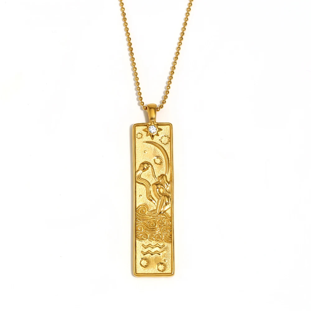 Written in the Stars – Gemini Constellation Pendant Necklace (Silver Tone)
